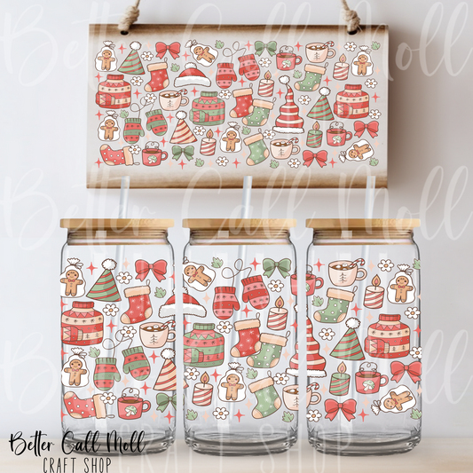 Christmas Elements UV DTF 16oz Tumbler Wrap