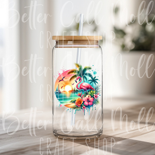 D178 - Flamingo Beach UV DTF Decal