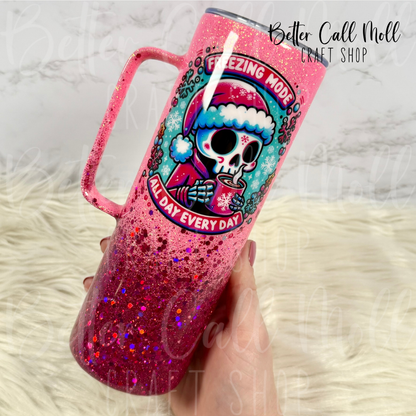 20oz "Freezing Mode" Glitter Insulated Stainless Steel Coated Handle Tumbler