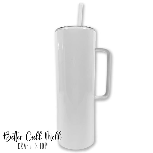 20oz Glossy Skinny Sublimation Tumbler with HANDLE