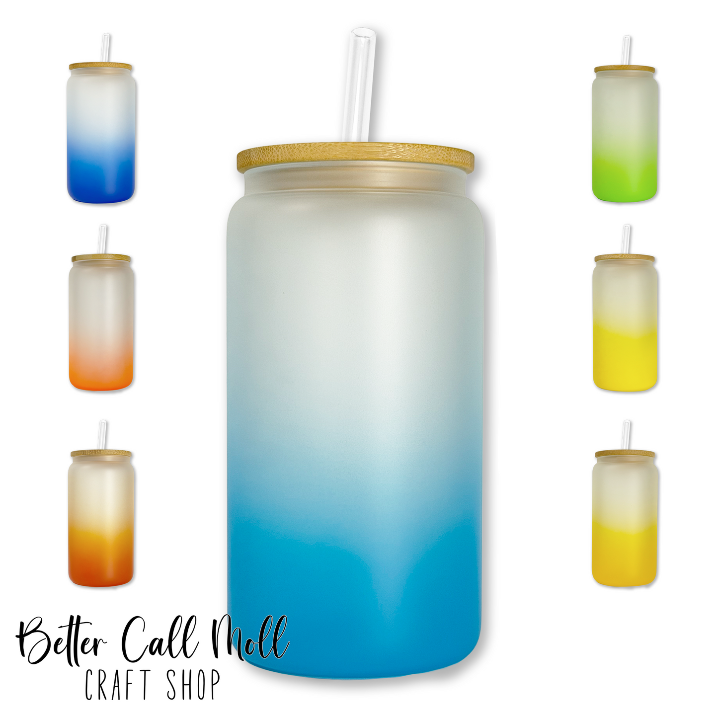 16oz Frosted Ombre Glass Sublimation Tumbler
