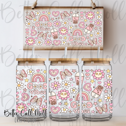 Good Vibes UV DTF 16oz Tumbler Wrap