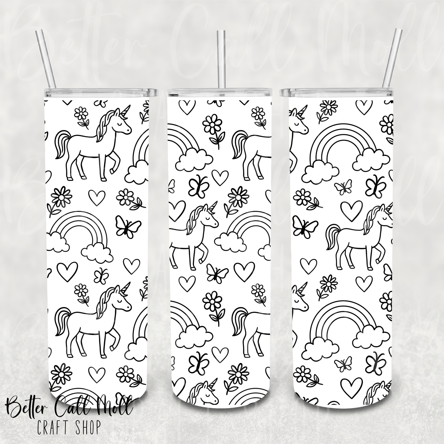 Unicorns and Rainbows UV DTF 20oz Skinny Tumbler Wrap