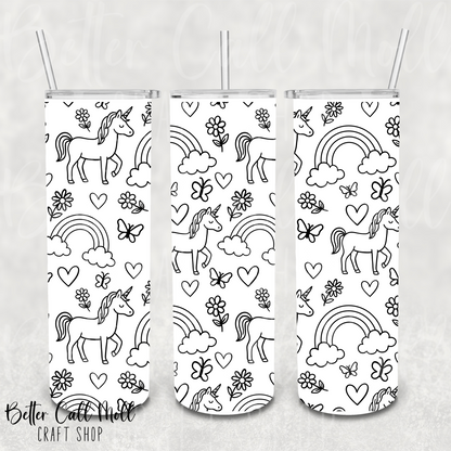 Unicorns and Rainbows UV DTF 20oz Skinny Tumbler Wrap