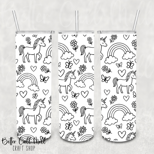 Unicorns and Rainbows UV DTF 20oz Skinny Tumbler Wrap