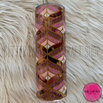 20oz Pink Marble Waves Insulated Stainless Steel Coated Tumbler