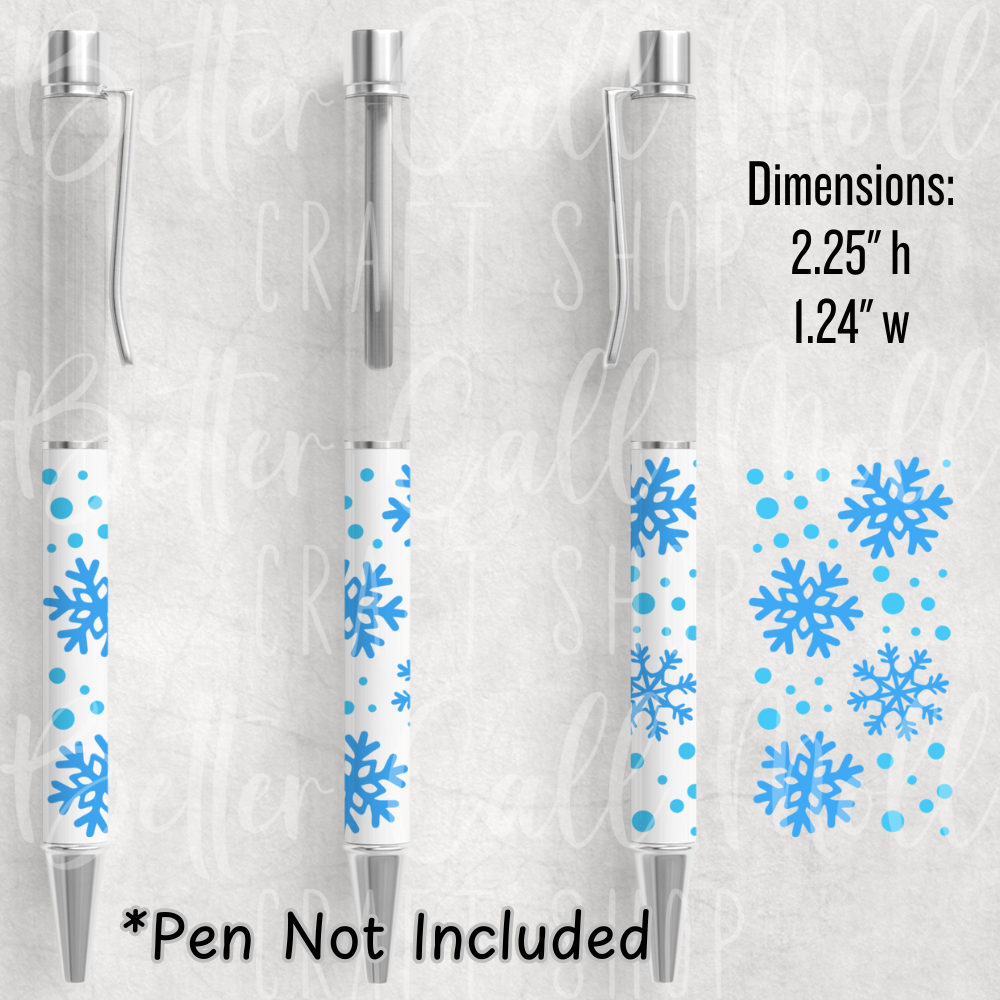 Snow Flakes UV DTF Pen Wrap