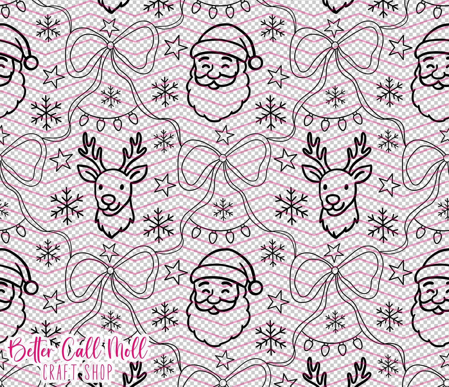 Santa and Reindeer Digital Tumbler Template