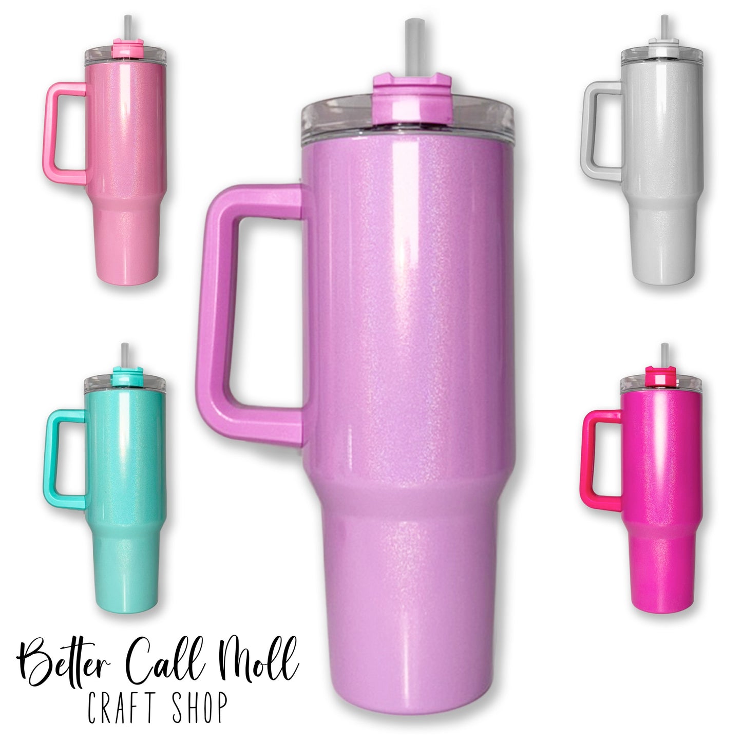 40oz Holographic Shimmer Handle Sublimation Tumbler