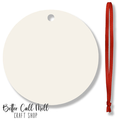 Round Christmas Ornament Sublimation Blank with Ribbon