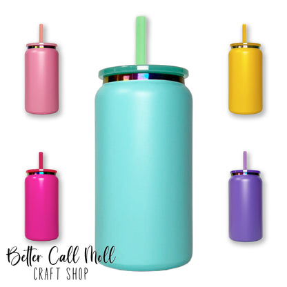 16oz Rainbow Plated Powder Coated STAINLESS STEEL Tumbler