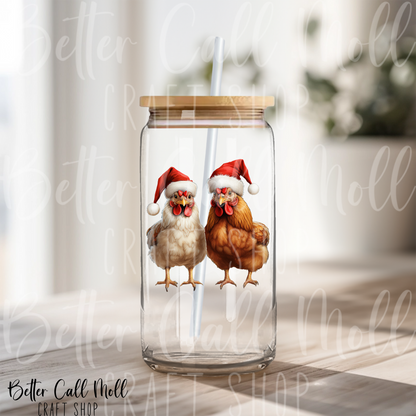 Christmas Chickens UV DTF Decal