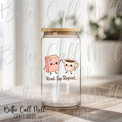 Sip Read Repeat UV DTF Decal