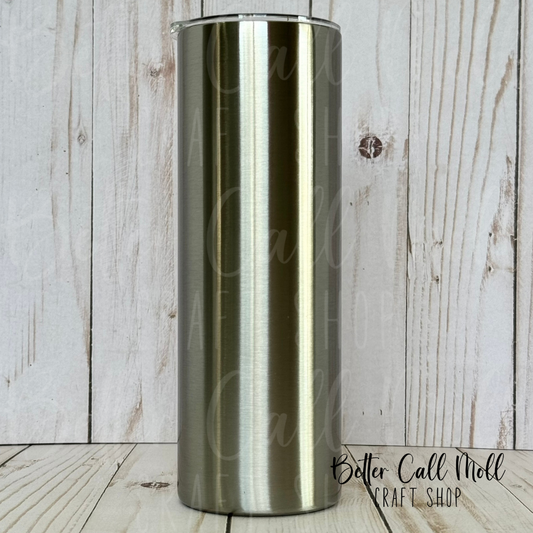 20oz Metallic Silver Skinny Sublimation Tumbler