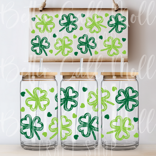 W102 - Shamrock Outlines UV DTF 16oz Tumbler Wrap