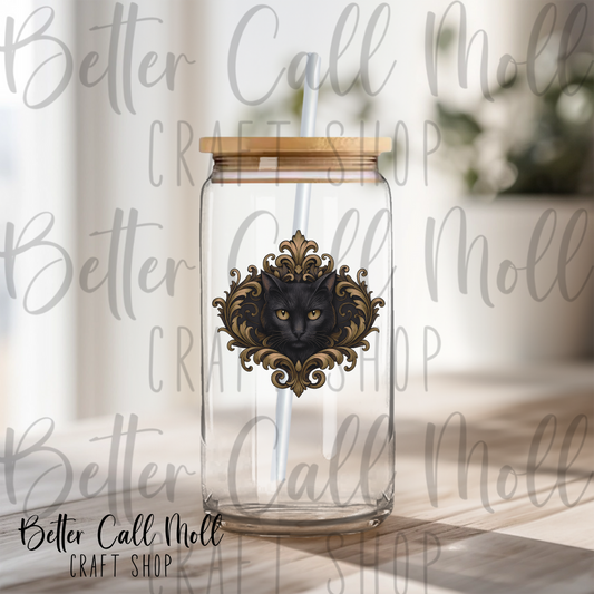 Golden Ash Black Cat UV DTF Decal