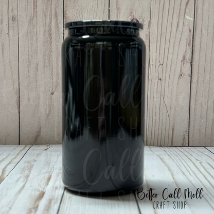 16oz Black Glossy Stainless Steel Tumbler