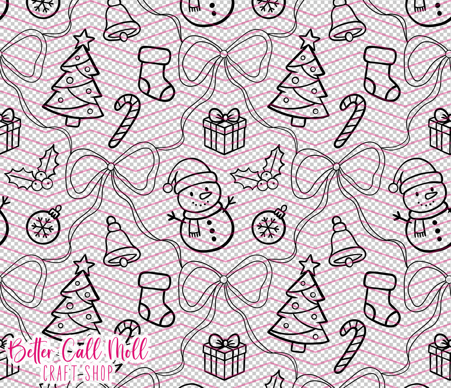 Snowman and Christmas Trees Digital Tumbler Template