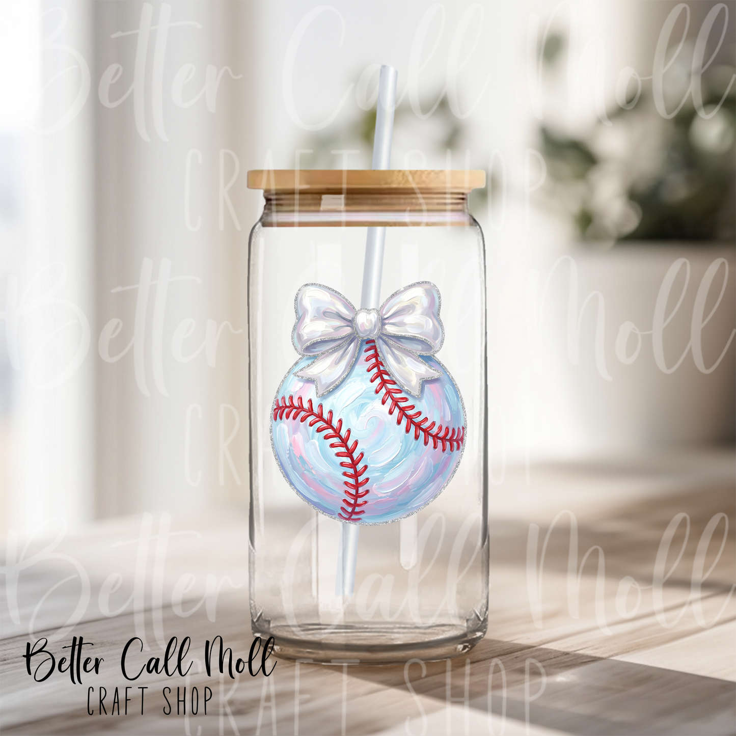 Iridescent Baseball Bow UV DTF Decal