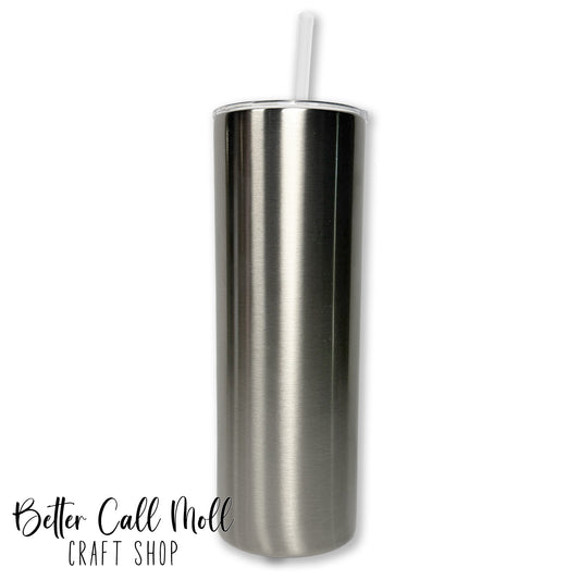 20oz Metallic Silver Skinny Sublimation Tumbler