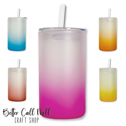 16oz STRAIGHT Frosted Ombre Glass Sublimation Tumbler