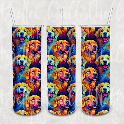 20oz Colorful Golden Retriever Digital Tumbler Wrap