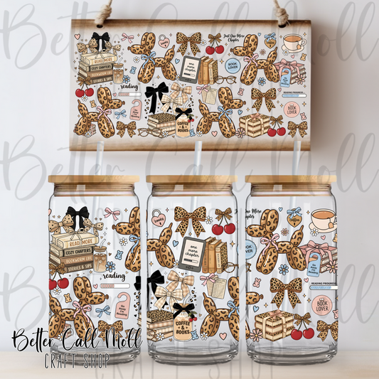Leopard Balloon Animals and Books UV DTF 16oz Tumbler Wrap