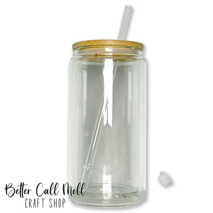12/16oz Glass SNOW GLOBE Sublimation Tumbler