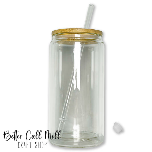 12/16oz Glass SNOW GLOBE Sublimation Tumbler