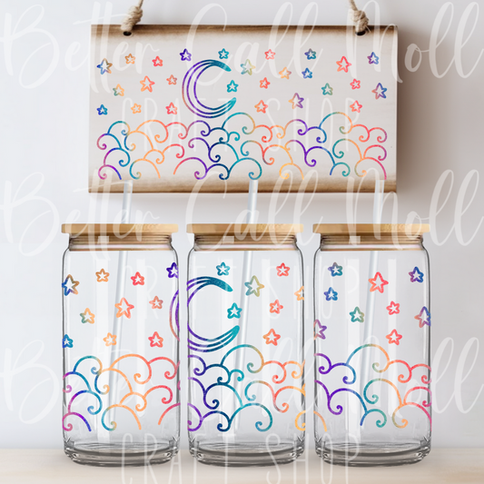 W017 - Colorful Night Sky Outlines UV DTF 16oz Tumbler Wrap