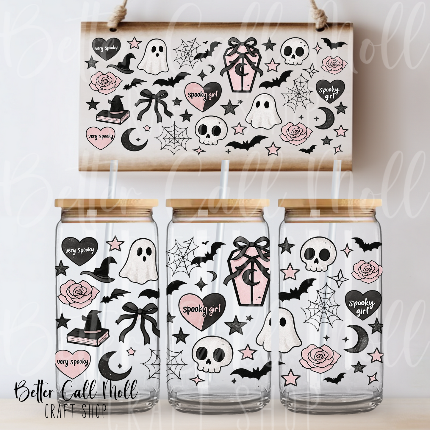 W018 - Spooky Girl UV DTF 16oz Tumbler Wrap