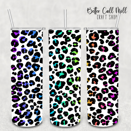 Colorful Leopard Print UV DTF 20oz Skinny Tumbler Wrap