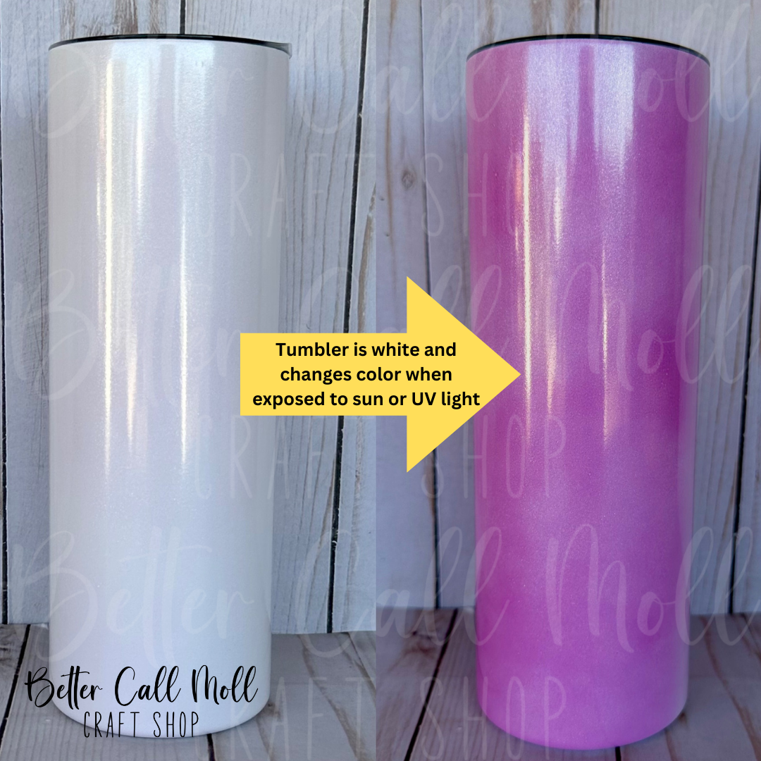 20oz UV Reactive Sparkle Skinny Sublimation Tumbler