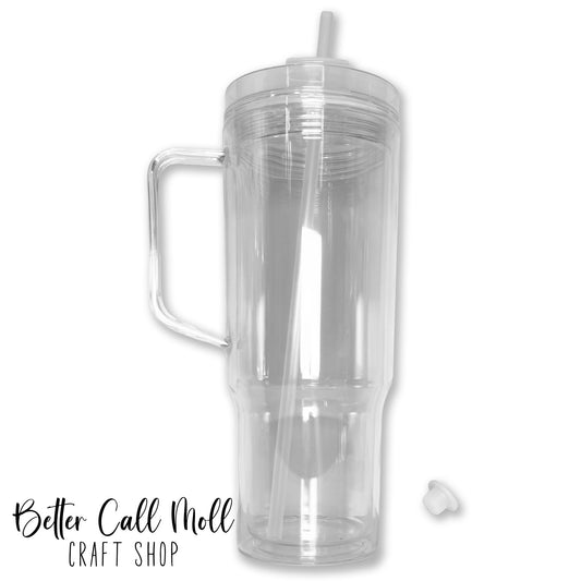 40oz Handle Acrylic Snow Globe Tumbler