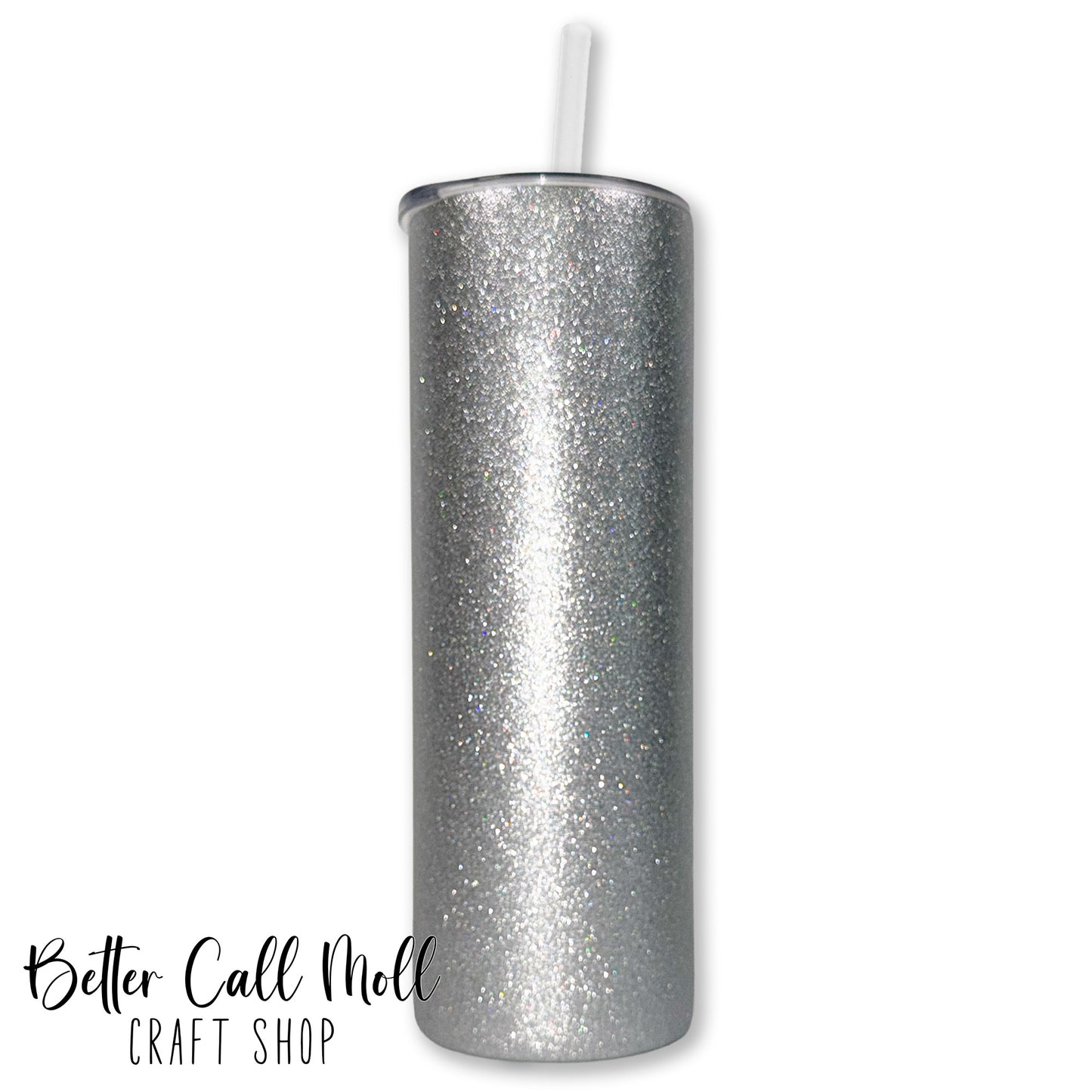 20oz Silver Glitter Skinny Sublimation Tumbler