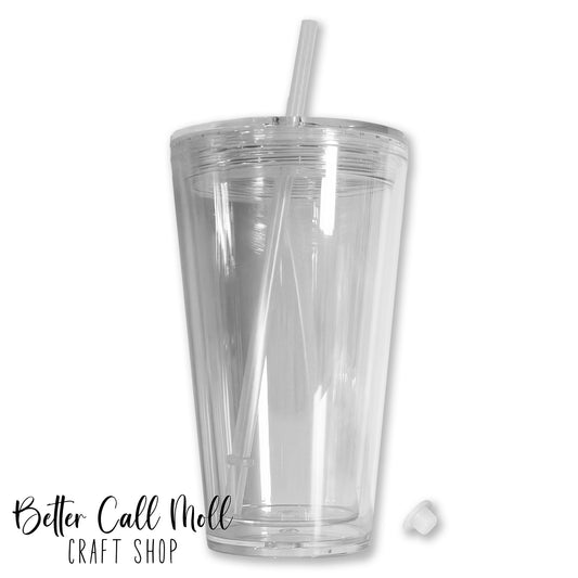 16oz Tapered Acrylic Snow Globe Tumbler