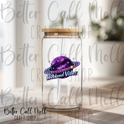 Retro Planet Weekend Vibes UV DTF Decal
