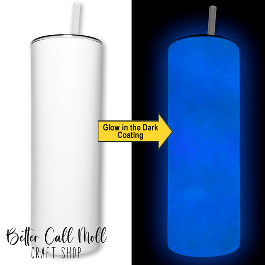 20oz  Blue Glow-in-the-Dark Skinny Sublimation Tumbler