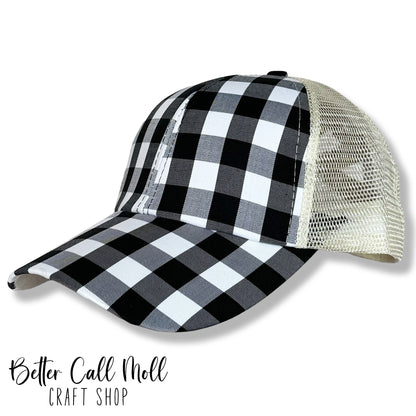Ponytail Hat – Blank Mesh Back Cap for Hat Patches | Multiple Styles Available