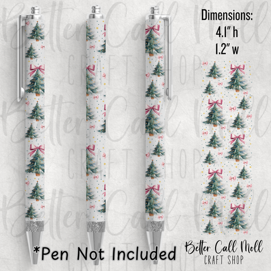 Coquette Christmas Trees UV DTF Pen Wrap