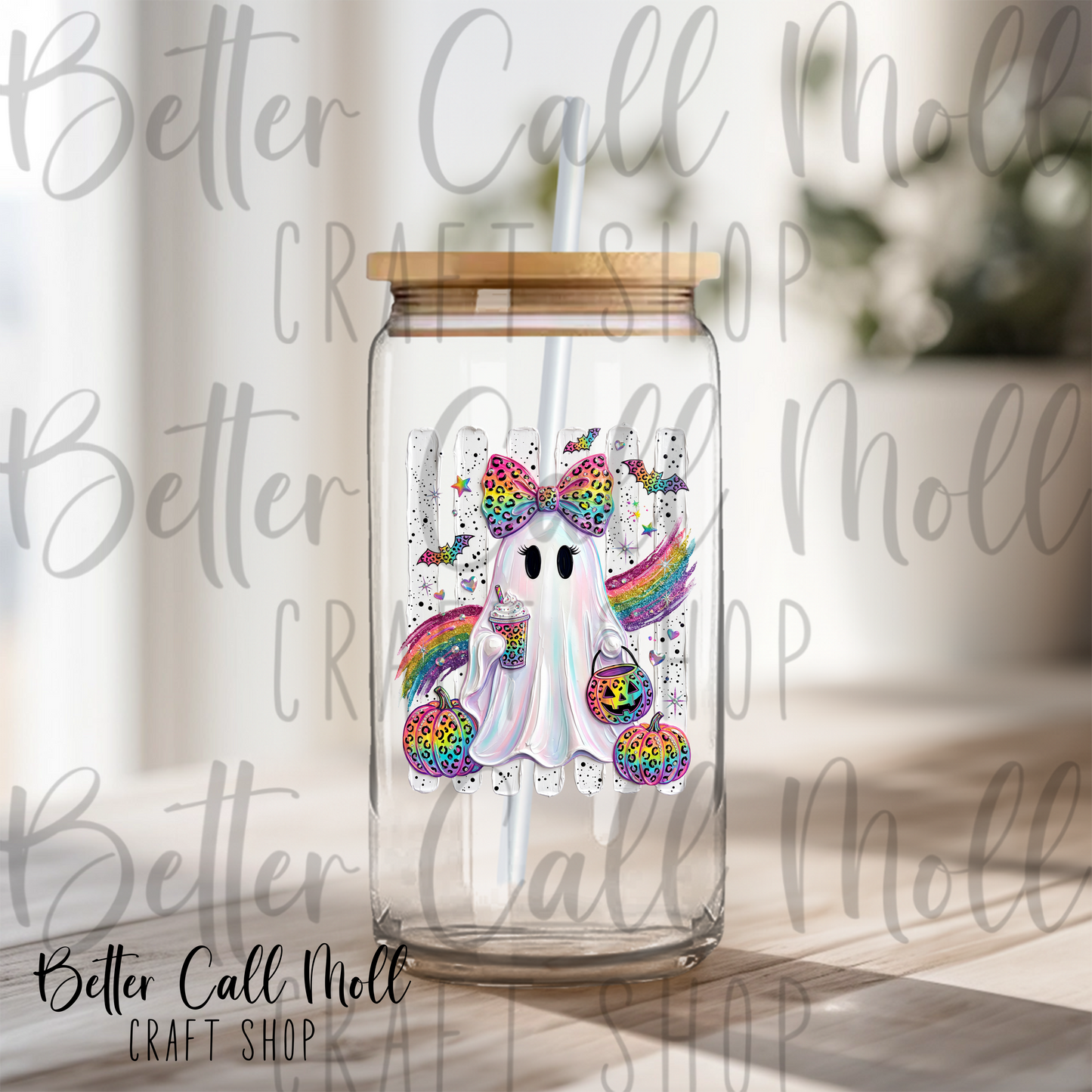Rainbow Paint Ghost UV DTF Decal