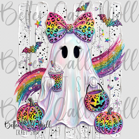Rainbow Paint Ghost UV DTF Decal