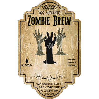 Zombie Brew Label UV DTF Decal