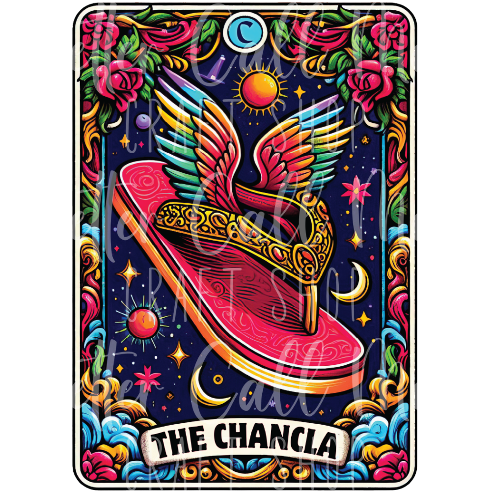 D022 - The Chancla Tarot Card UV DTF Decal