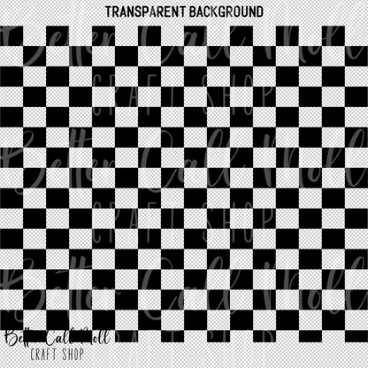 Black Checker UV DTF 20oz Skinny Tumbler Wrap