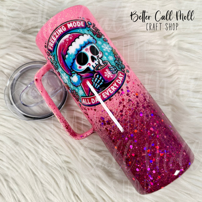 20oz "Freezing Mode" Glitter Insulated Stainless Steel Coated Handle Tumbler