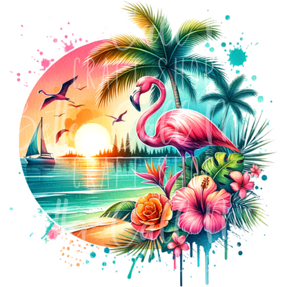 D178 - Flamingo Beach UV DTF Decal