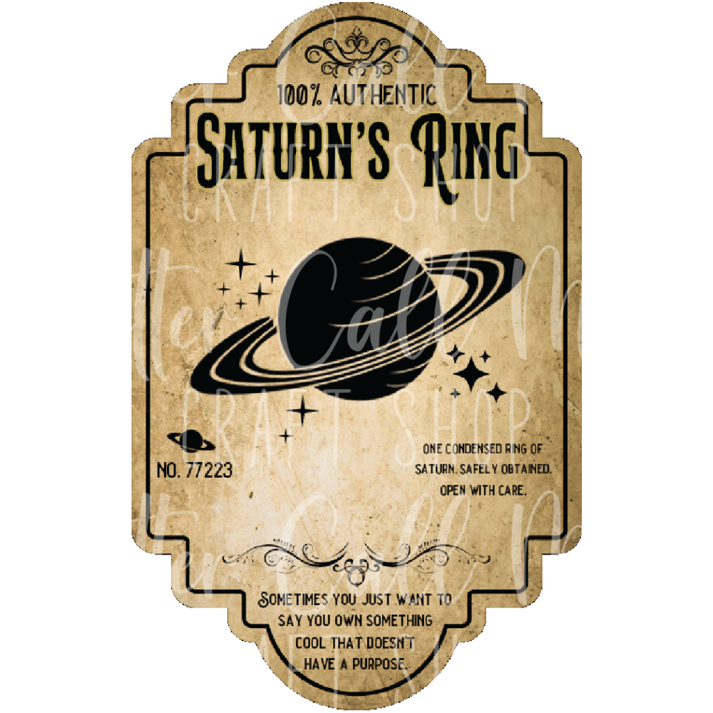 Saturn's Ring Label UV DTF Decal