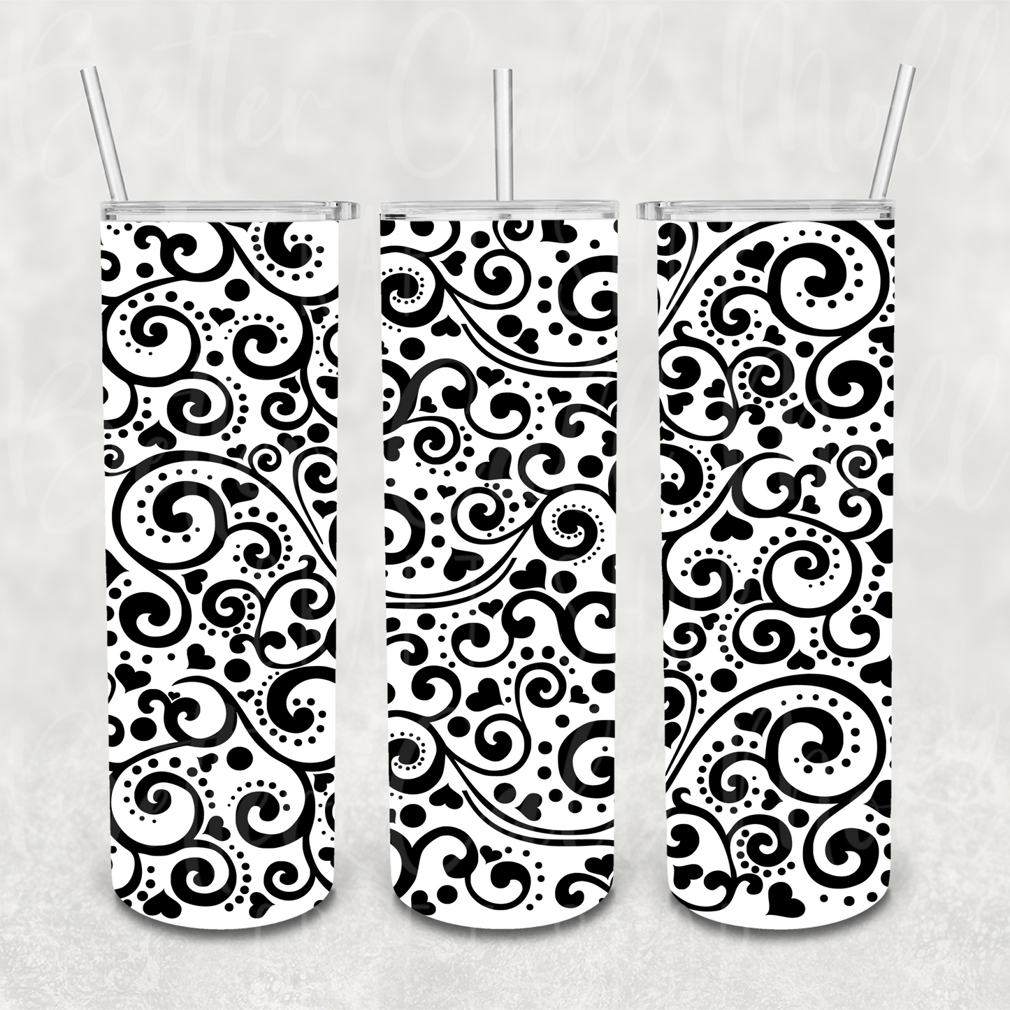 Hearts Tooled Leather UV DTF 20oz Skinny Tumbler Wrap