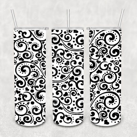 Hearts Tooled Leather UV DTF 20oz Skinny Tumbler Wrap